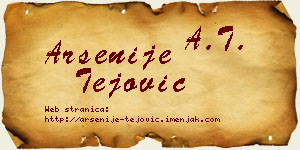 Arsenije Tejović vizit kartica